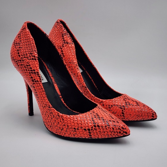 Steve Madden Galery Neon Orange Snakeskin‎ Women's Heels Size 9M Shoes - Picture 1 of 11